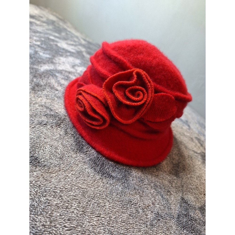 Lawliet‎ 3D Flower Bucket Hat 100% Wool Womens One Size Red  VTG Inspired ...